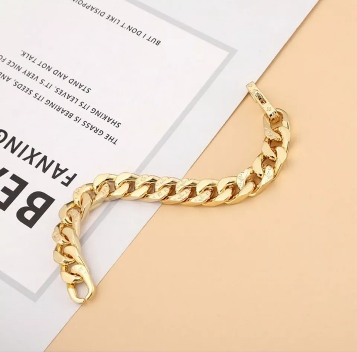 Pre-owned Louis Vuitton Monogram Cuban Chain Bracelet Gold