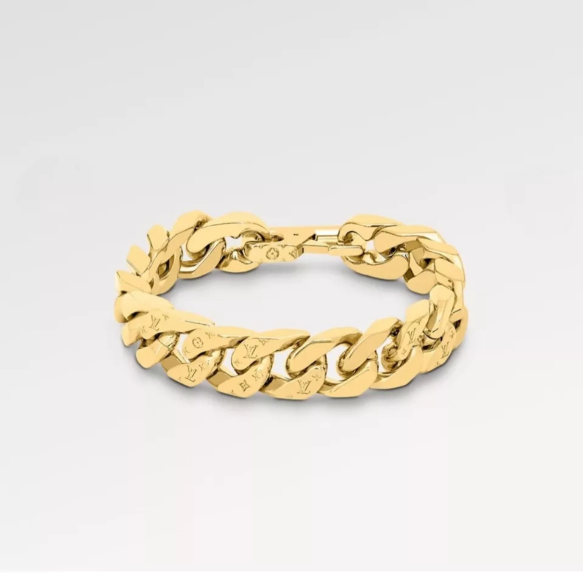 Pre-owned Louis Vuitton Monogram Cuban Chain Bracelet Gold