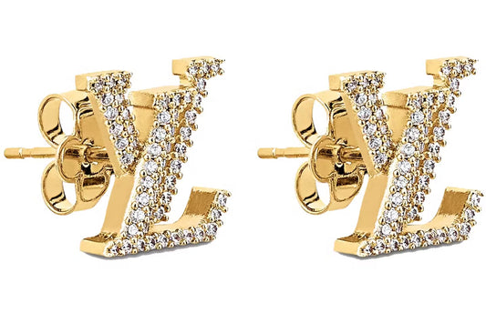 Pre-loved Authentic Louis Vuitton Crystal LV stud Earrings