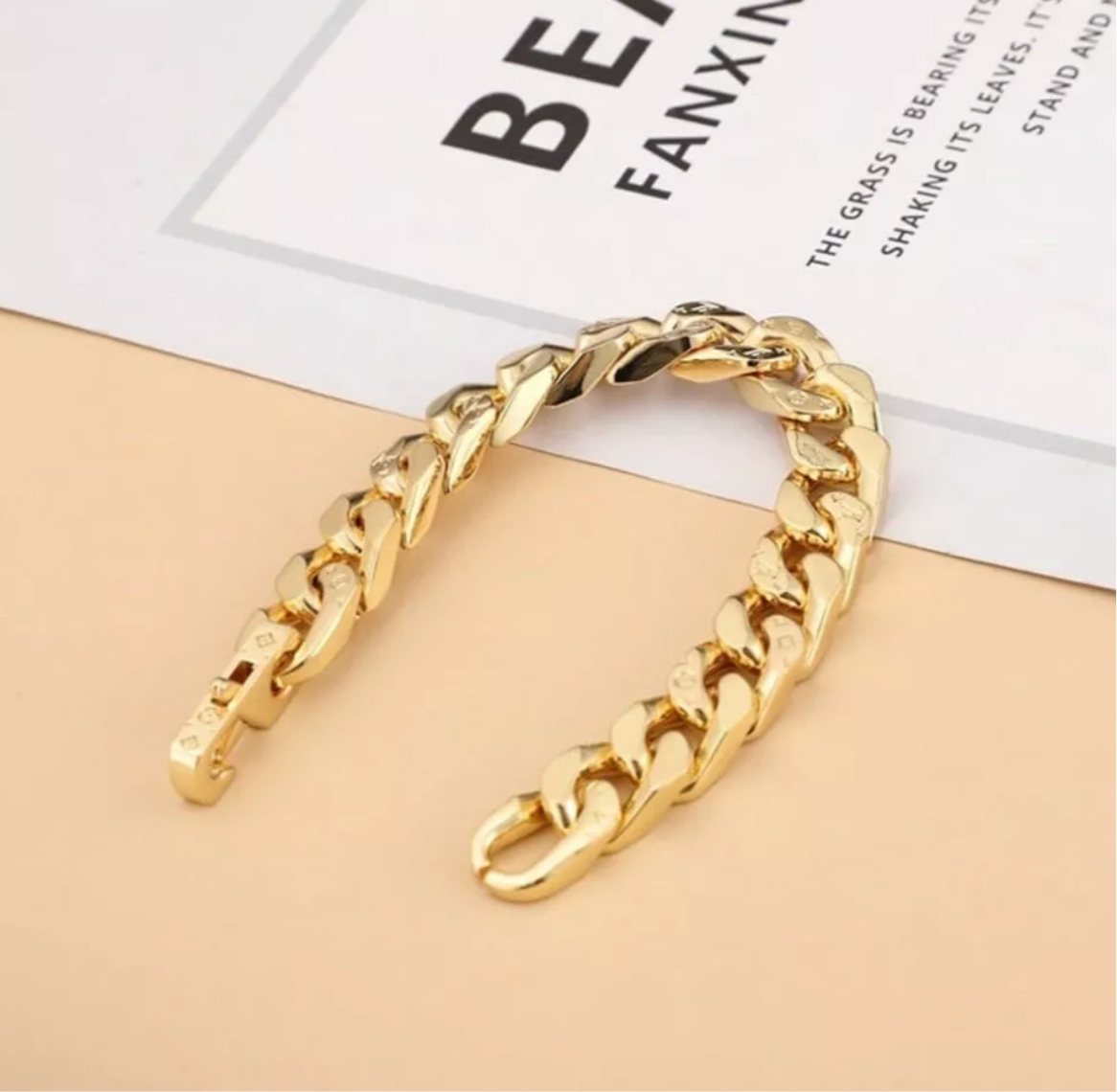 Pre-owned Louis Vuitton Monogram Cuban Chain Bracelet Gold