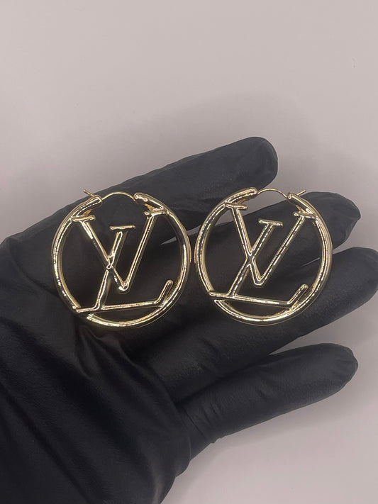 LV Hoop Earrings Gold Color Large size