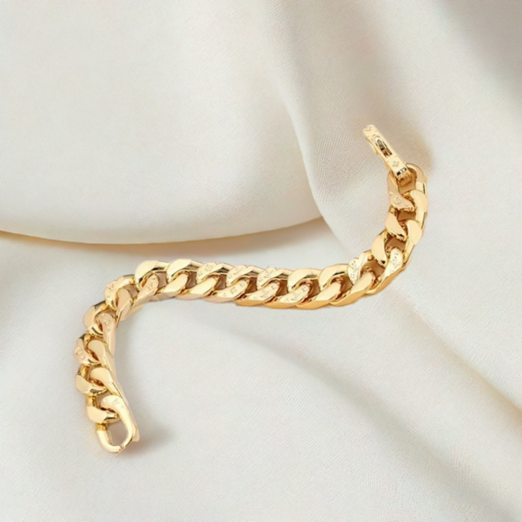 Pre-owned Louis Vuitton Monogram Cuban Chain Bracelet Gold