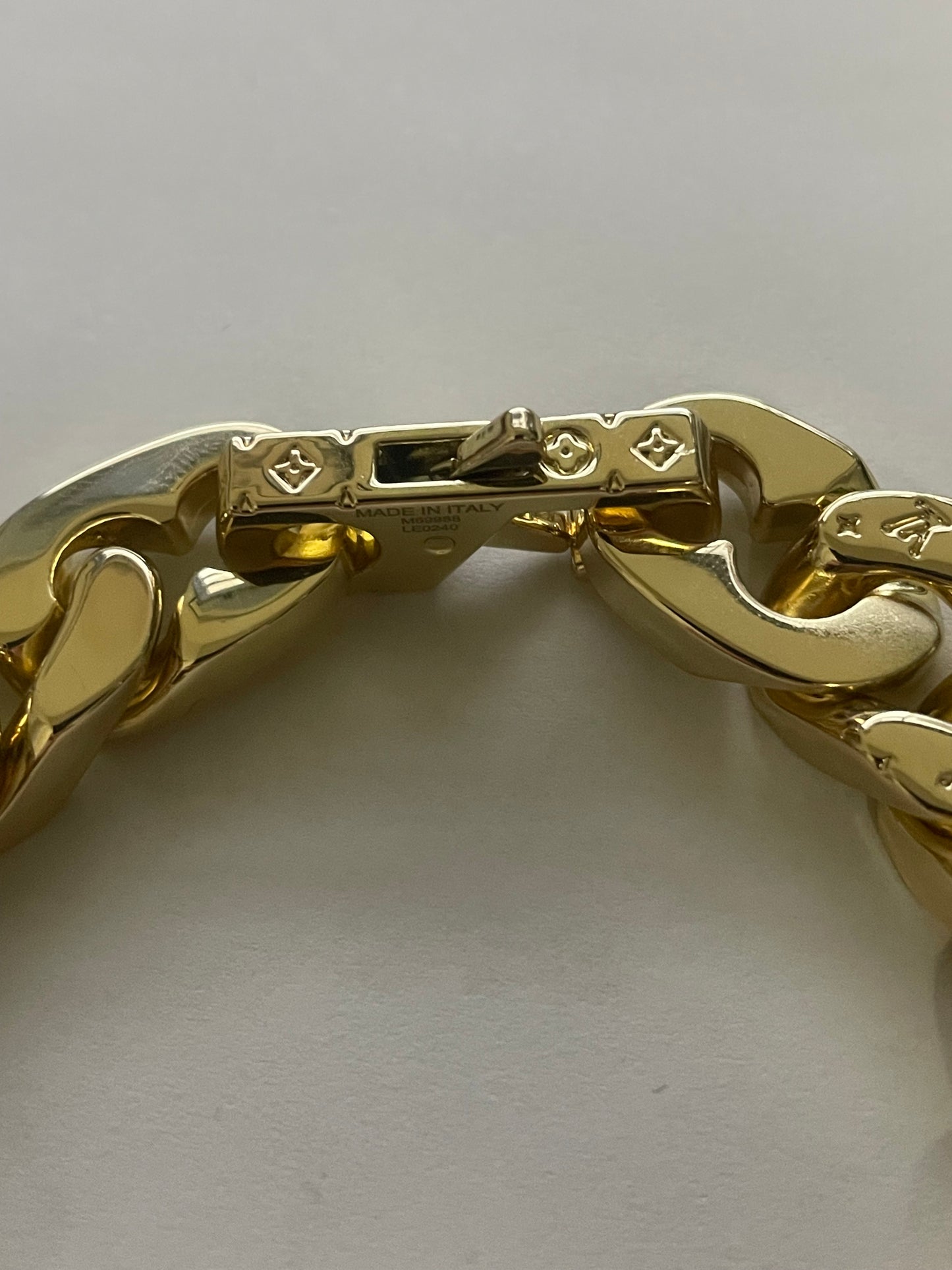 Pre-owned Louis Vuitton Monogram Cuban Chain Bracelet Gold