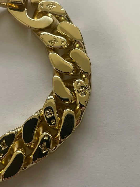 Pre-owned Louis Vuitton Monogram Cuban Chain Bracelet Gold