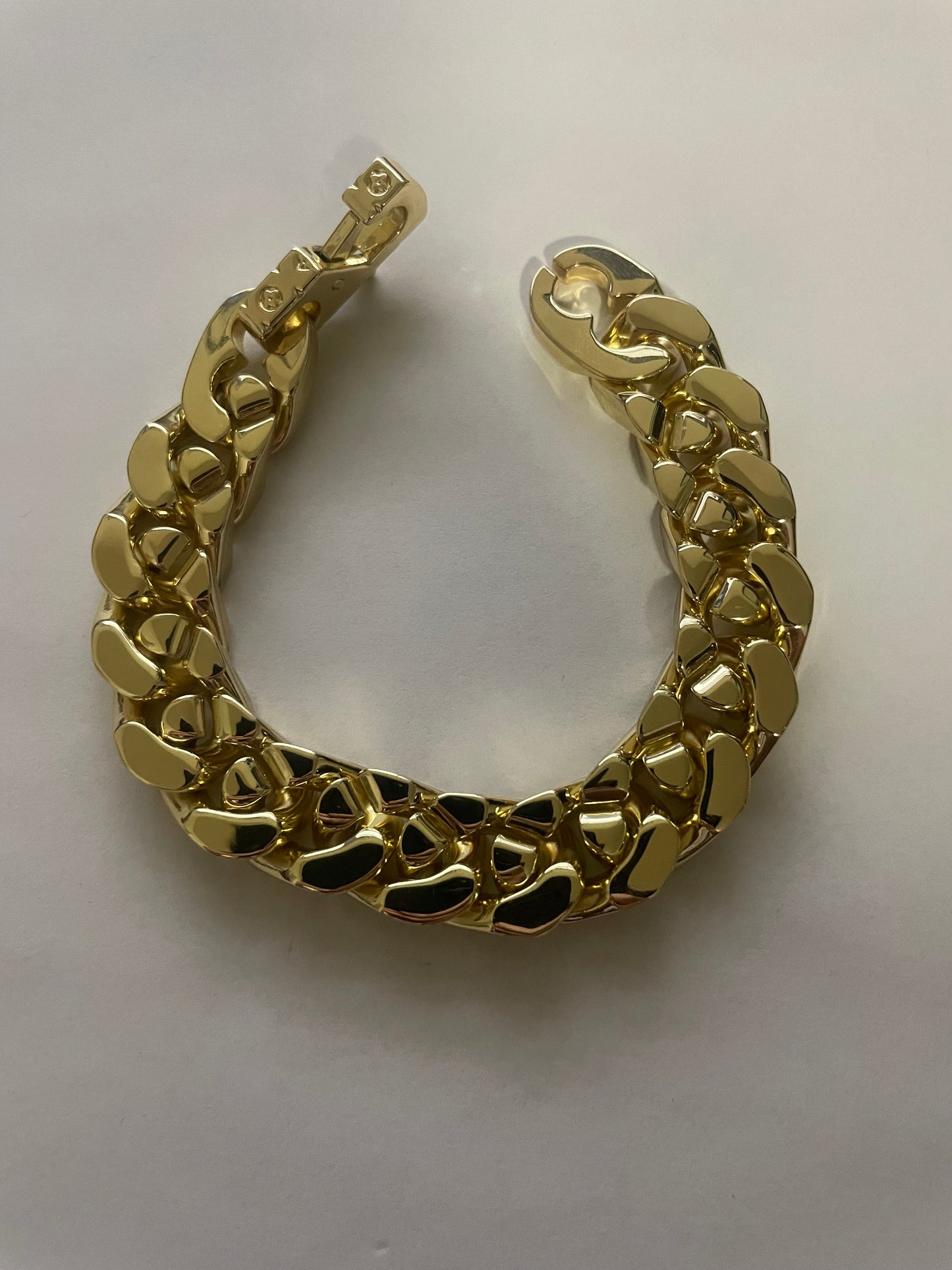 Pre-owned Louis Vuitton Monogram Cuban Chain Bracelet Gold