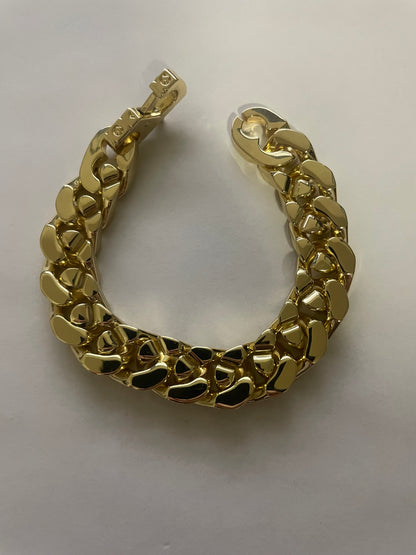 Pre-owned Louis Vuitton Monogram Cuban Chain Bracelet Gold