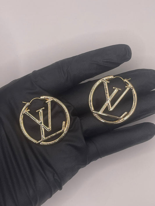 LV Hoop Earrings Gold Color Large size